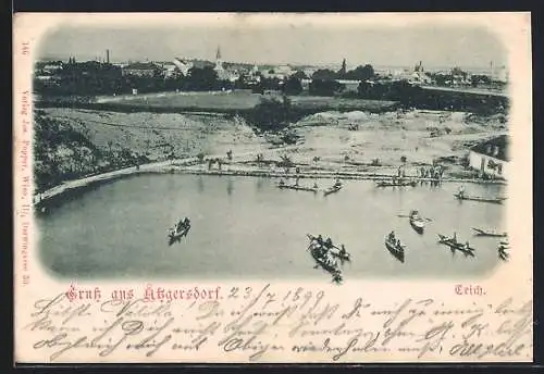 AK Wien, Atzgersdorf, Teich mit Booten