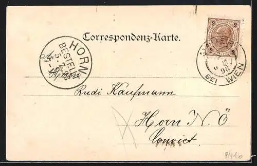 Lithographie Wien-Mauer, Ortsansicht aus der Ferne