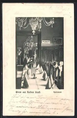 Präge-AK Wien, Restaurant zum Rothen Stadl, Speisesaal, Innenansicht