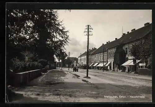 AK Mehlauken /Ostpr., Sattlermeister Otto Joswig in der Hauptstrasse
