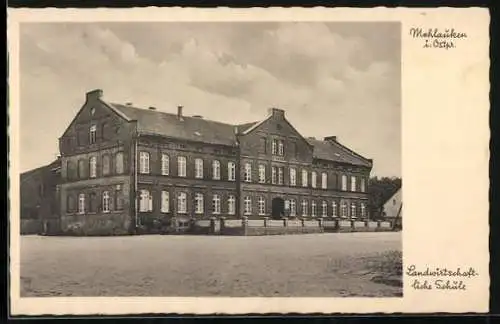 AK Mehlauken i. Ostpr., Partie an der Landwirtschaftlichen Schule