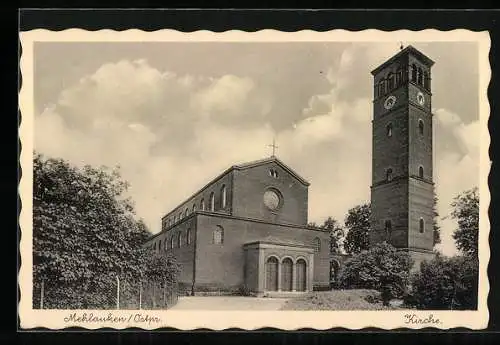 AK Mehlauken /Ostpr., Partie an der Kirche
