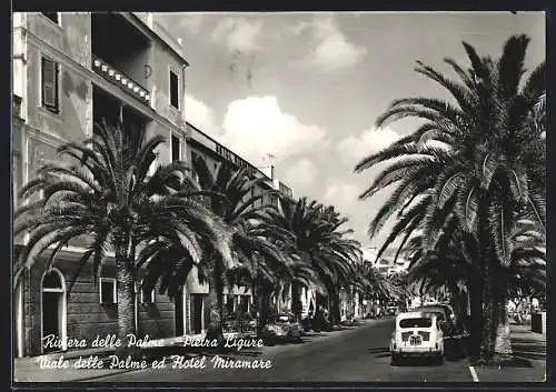 AK Pietra Ligure /Riviera della Palme, Viale delle Palme ed Hotel Miramare