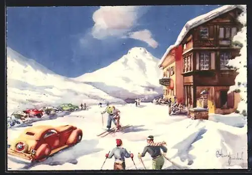 Künstler-AK Varena /Dolomiti, Albergo Lavaze