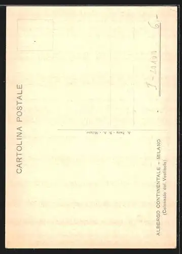 AK Milano, Albergo Continentale, Colonnato del verstibolo