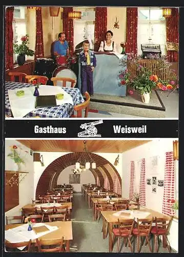 AK Weisweil / Baden, Gasthaus Kanone von Familie Sexauer, Innenansicht vom Speiseraum