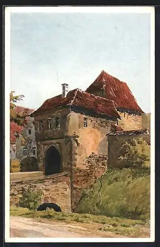 Künstler-AK Iphofen, Blick auf Mainbernheimes Tor
