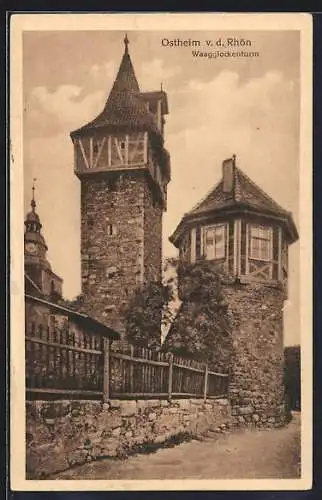 AK Ostheim v. d. Rhön, Blick auf den Waagglockenturm