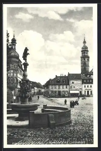 AK Königshofen i. Grabfeld, Marktplatz mit Luitbrunnen