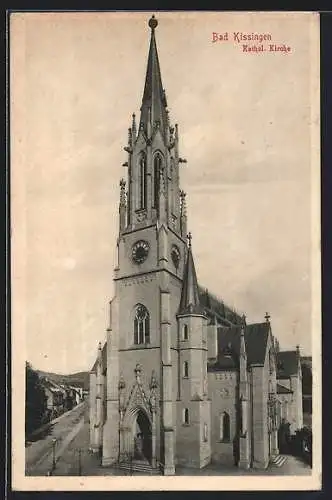 AK Bad Kissingen, Strassenpartie an der Kath. Kirche