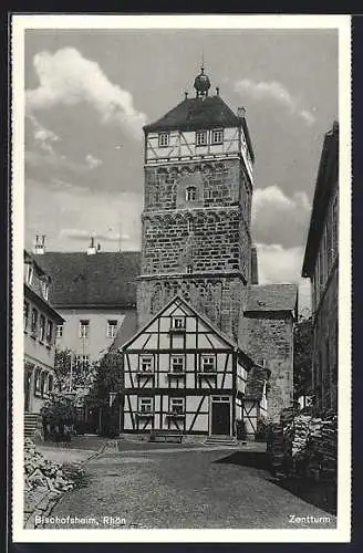 AK Bischofsheim / Rhön, Strassenpartie am Zentturm