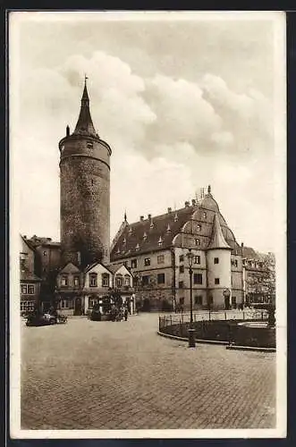AK Kitzingen a. Main, Ansicht vom Rathaus und Marktturm