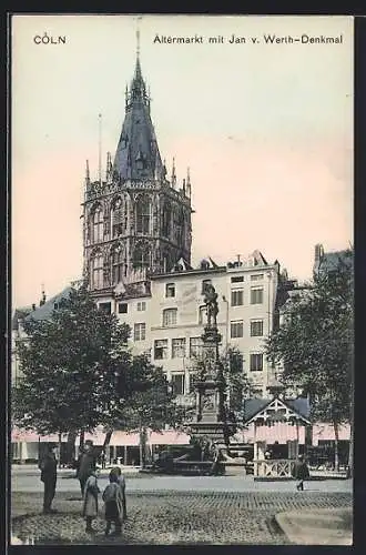 AK Cöln, Altermarkt mit Jan v. Werth-Denkmal