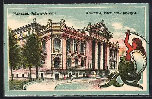 AK Warschau, Gallerie-Gebäude, Wehrhafte Nixe