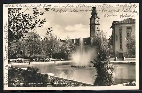 AK Klagenfurt, Schubertpark, Hochstrahlbrunnen