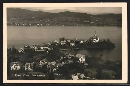 AK Maria Wörth, Totalansicht aus der Vogelschau