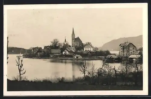 AK Maria Wörth, Ortsansicht mit Kirche