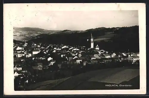 AK Haslach /Oberdonau, Ortsansicht mit Kirche aus der Vogelschau