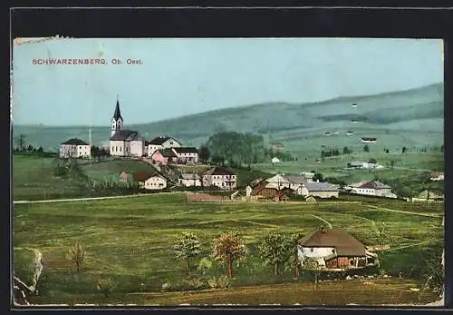 AK Schwarzenberg /Ob. Oest., Ortsansicht mit Kirche