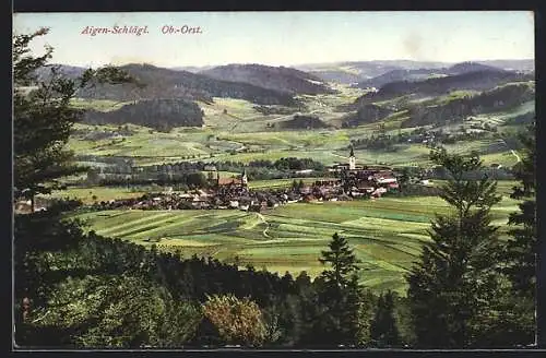 AK Aigen-Schlägl /Ob.-Oest., Ortsansicht aus der Vogelschau