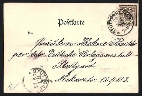 Lithographie Stuttgart, Partie am Neuen Rathaus