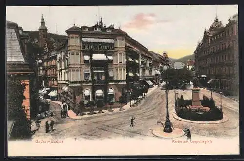 AK Baden-Baden, Blick auf das Denkmal am Leopoldsplatz