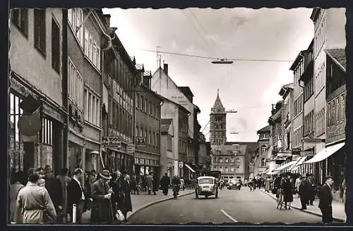 AK Schweinfurt am Main, Spitalstrasse mit Geschäften