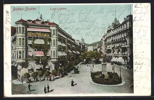 AK Baden-Baden, Hotel Victoria am Leopoldsplatz