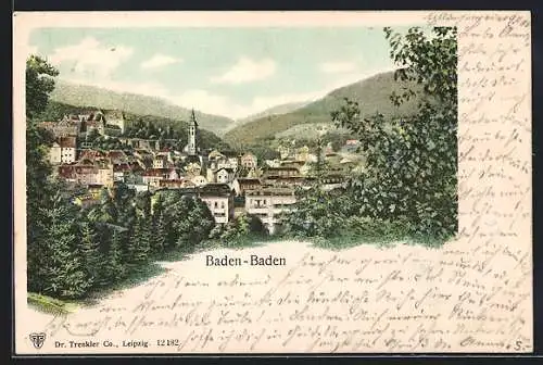 AK Baden-Baden, Teilansicht mit Schloss
