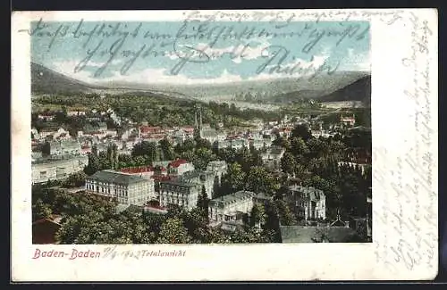AK Baden-Baden, Totalansicht mit Umgebung