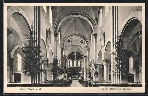 AK Schweinfurt a. M., Kath. Pfarrkirche, Innenansicht Richtung Altar