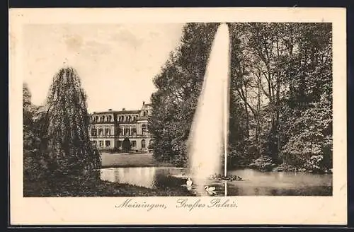 AK Meiningen, Grosses Palais mit Fontäne
