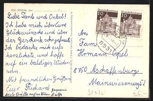 AK Ipsheim, Geschäft, Rathaus, Strassenpartie