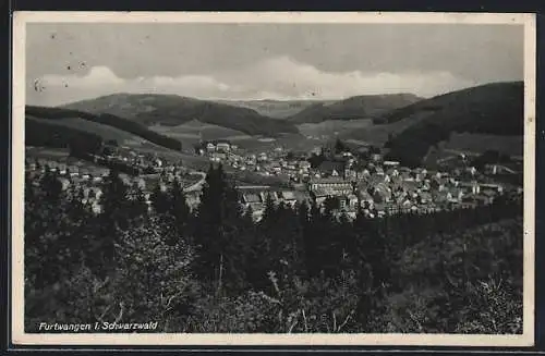 AK Furtwangen i. Schwarzwald, Teilansicht mit Kirche