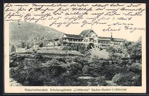 AK Baden-Baden-Lichtental, Naturheilanstalt und Erholungsheim Lichtental