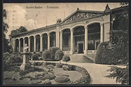 AK Baden-Baden, Trinkhalle mit Büste