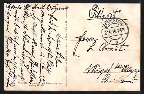 Künstler-AK Gerolstein, Ortsansicht