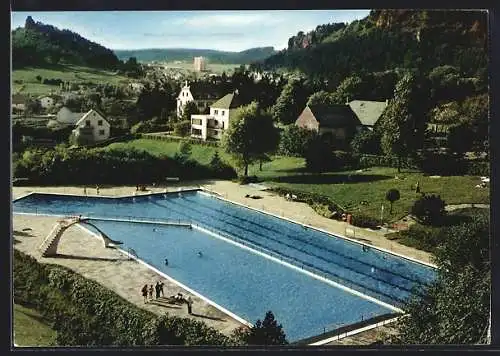 AK Gerolstein /Eifel, Schwimmbad aus der Vogelschau