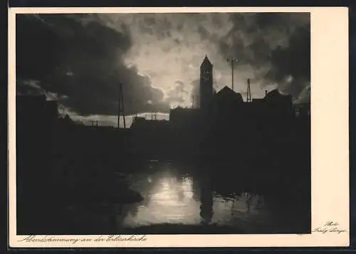 AK Gerolstein /Eifel, Abendstimmung an der Erlöserkirche
