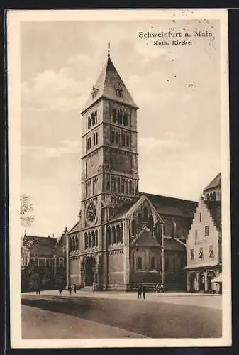 AK Schweinfurt a. Main, Gasthaus an der Kath. Kirche