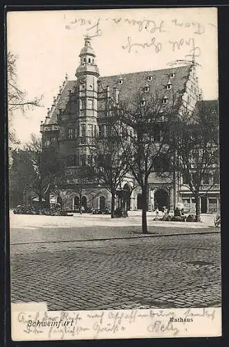 AK Schweinfurt, Strassenpartie am Rathaus