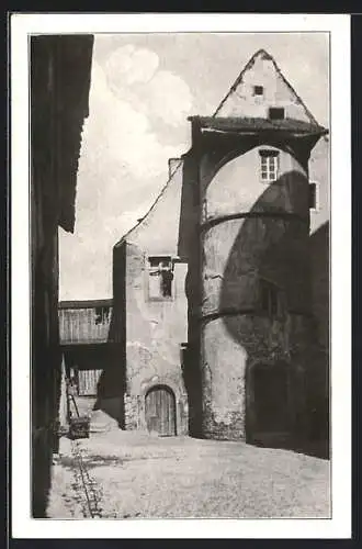 AK Schweinfurt, Alter Turm hinter der kathol. Kirche