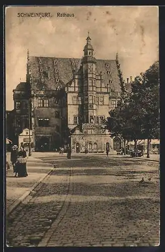 AK Schweinfurt, Strassenpartie am Rathaus