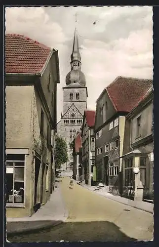 AK Werl i. W., Krämergasse mit Blick auf die Kirche