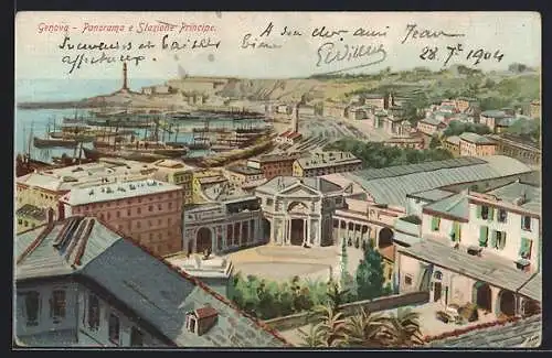 AK Genova, Panorama e Stazione Principe
