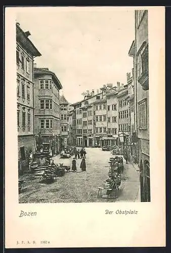 AK Bozen, Obstplatz mit Marktständen