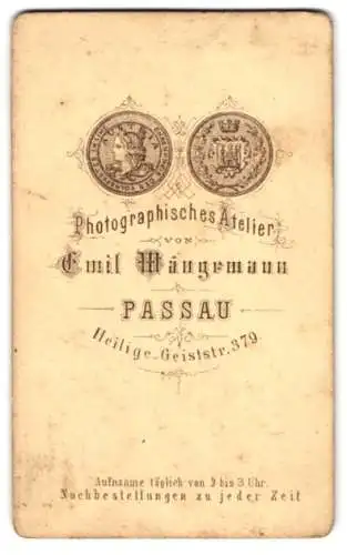 Fotografie Emil Wangemann, Passau, Heilige Geiststr. 379, Eleganter Herr mit Schnauzbart und Krawatte