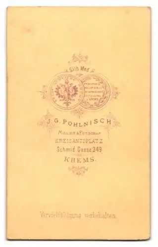 Fotografie J. H. Pohlnisch, Krems, Schmid Gasse 349, Bürgerlicher mit Fliege im Portrait