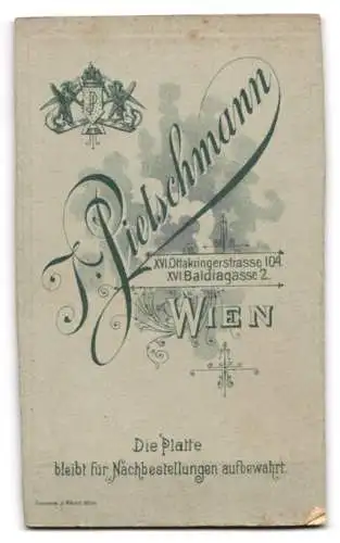 Fotografie J. Pietschmann, Wien, Ottakringerstrasse 104, Junger Mann in Anzug und weisser Krawatte