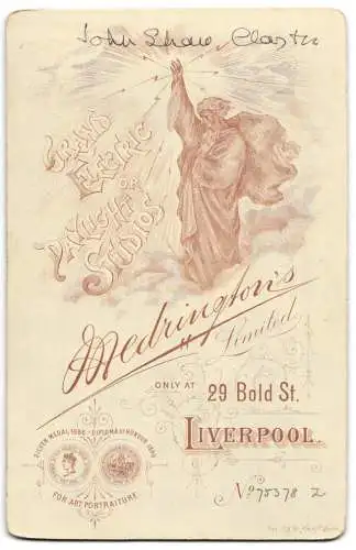 Fotografie Medrington`s Ltd., Liverpool, 29, Bold St., Älterere Herr im Anzug mit Vollbart